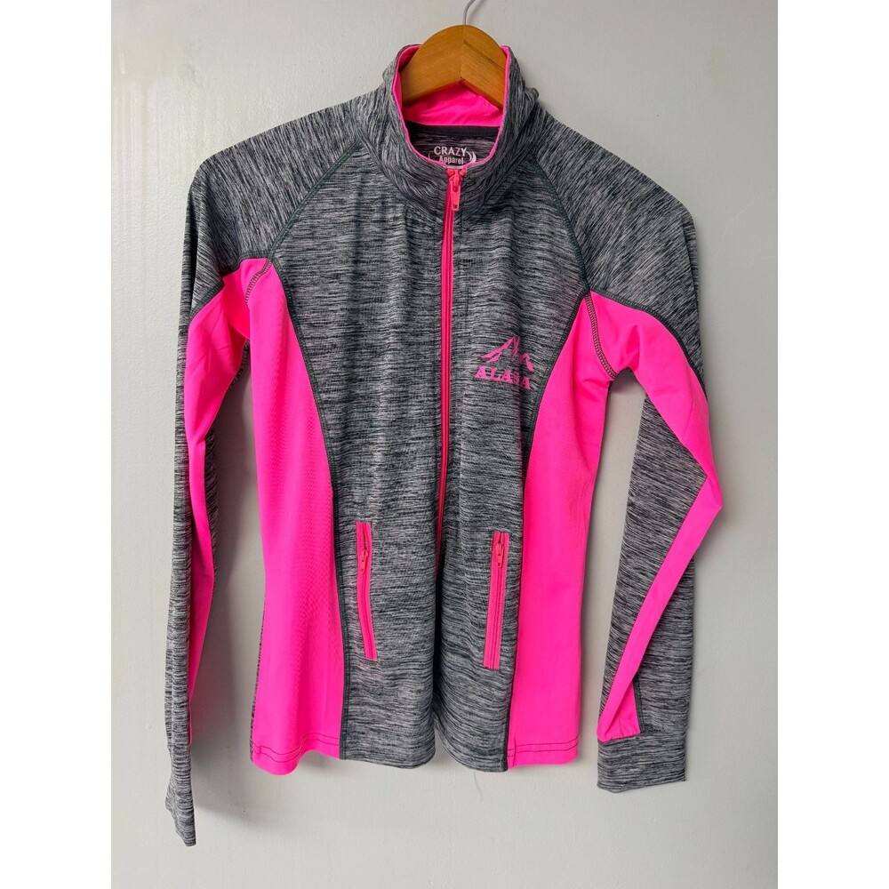 Crazy Apparel Alaska Jacket Womens Small Gray Pink Full Zip